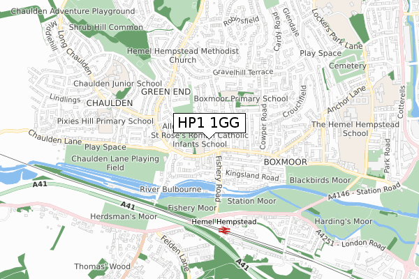 HP1 1GG map - small scale - OS Open Zoomstack (Ordnance Survey)