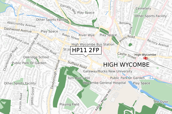 HP11 2FP map - small scale - OS Open Zoomstack (Ordnance Survey)