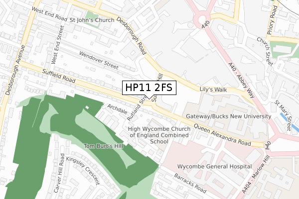 HP11 2FS map - large scale - OS Open Zoomstack (Ordnance Survey)