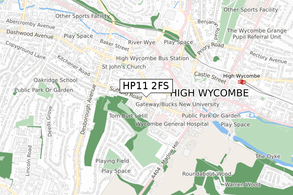 HP11 2FS map - small scale - OS Open Zoomstack (Ordnance Survey)