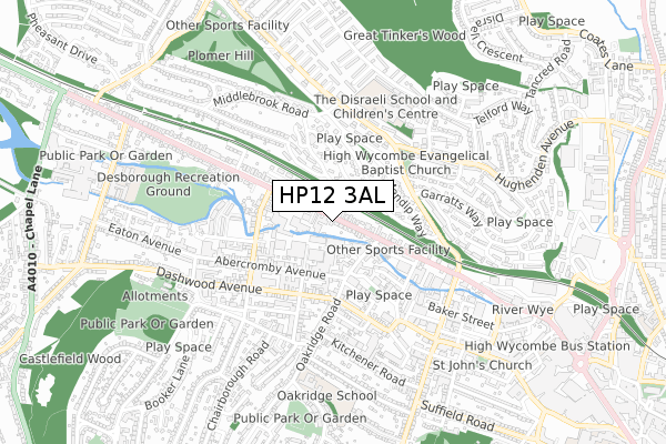 HP12 3AL map - small scale - OS Open Zoomstack (Ordnance Survey)