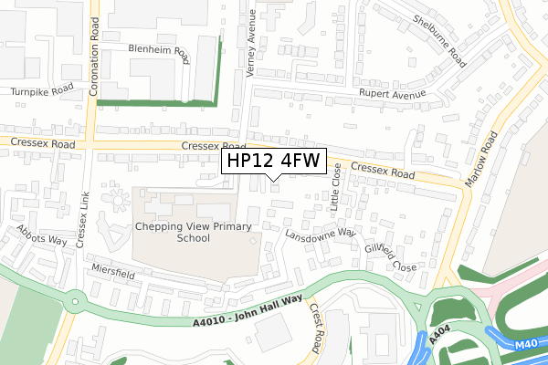 HP12 4FW map - large scale - OS Open Zoomstack (Ordnance Survey)