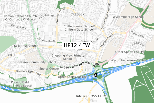 HP12 4FW map - small scale - OS Open Zoomstack (Ordnance Survey)