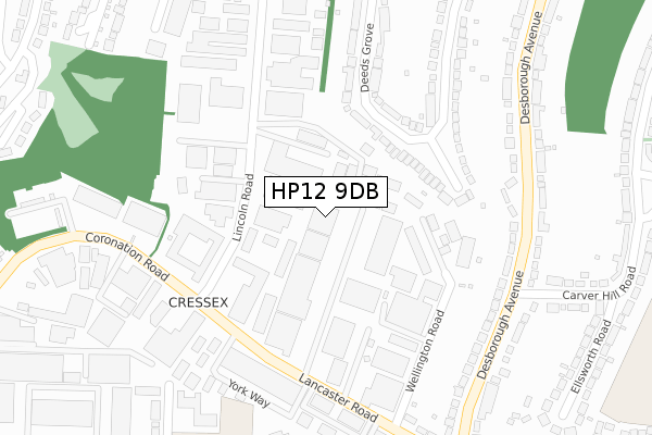 HP12 9DB map - large scale - OS Open Zoomstack (Ordnance Survey)