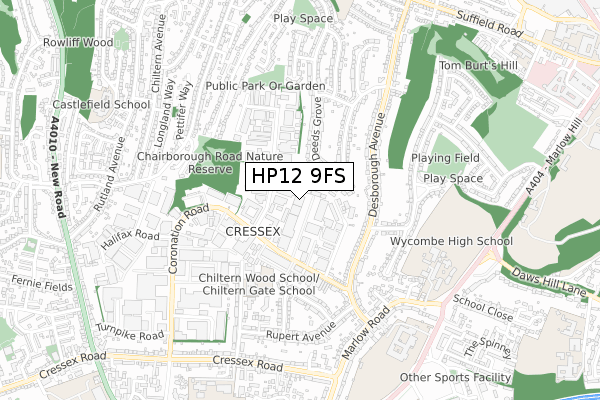 HP12 9FS map - small scale - OS Open Zoomstack (Ordnance Survey)