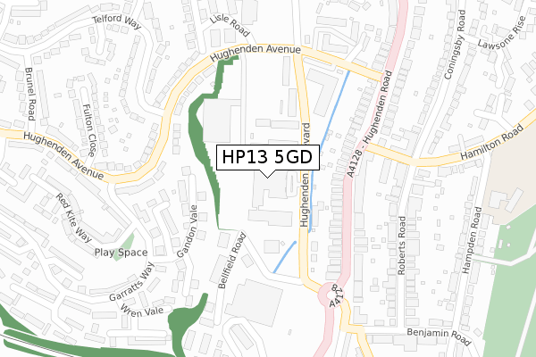 HP13 5GD map - large scale - OS Open Zoomstack (Ordnance Survey)