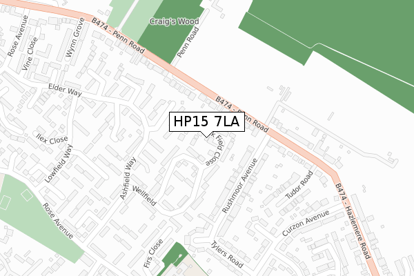 HP15 7LA map - large scale - OS Open Zoomstack (Ordnance Survey)