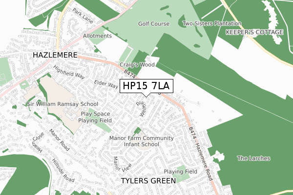 HP15 7LA map - small scale - OS Open Zoomstack (Ordnance Survey)