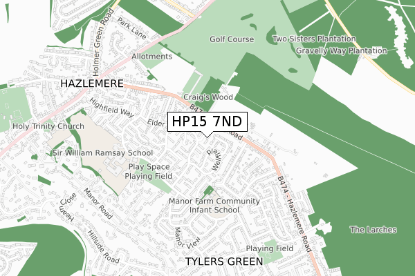 HP15 7ND map - small scale - OS Open Zoomstack (Ordnance Survey)