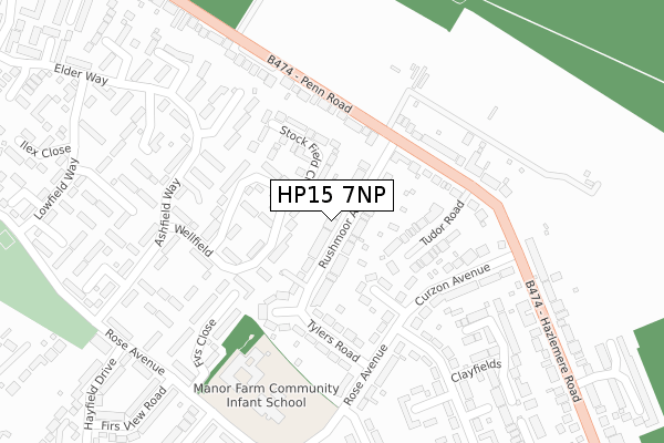 HP15 7NP map - large scale - OS Open Zoomstack (Ordnance Survey)