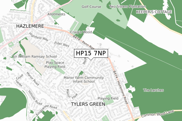 HP15 7NP map - small scale - OS Open Zoomstack (Ordnance Survey)