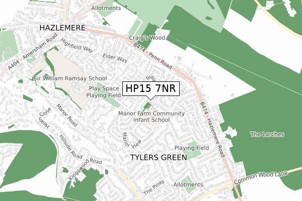 HP15 7NR map - small scale - OS Open Zoomstack (Ordnance Survey)