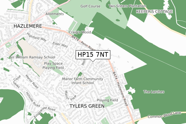 HP15 7NT map - small scale - OS Open Zoomstack (Ordnance Survey)