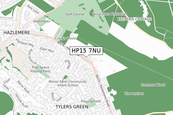 HP15 7NU map - small scale - OS Open Zoomstack (Ordnance Survey)