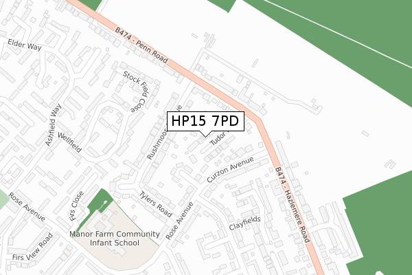 HP15 7PD map - large scale - OS Open Zoomstack (Ordnance Survey)