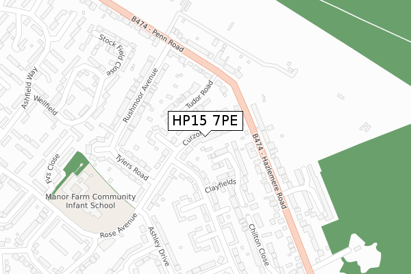 HP15 7PE map - large scale - OS Open Zoomstack (Ordnance Survey)