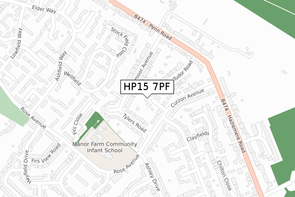 HP15 7PF map - large scale - OS Open Zoomstack (Ordnance Survey)