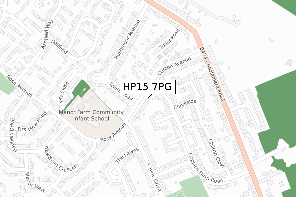 HP15 7PG map - large scale - OS Open Zoomstack (Ordnance Survey)