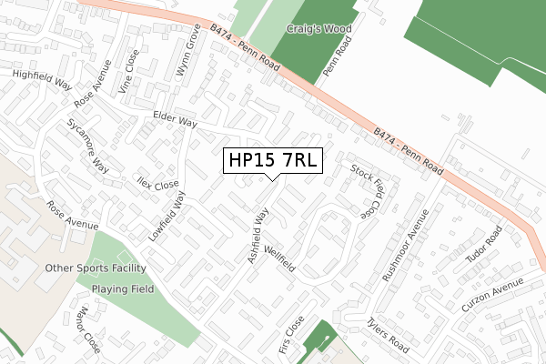 HP15 7RL map - large scale - OS Open Zoomstack (Ordnance Survey)