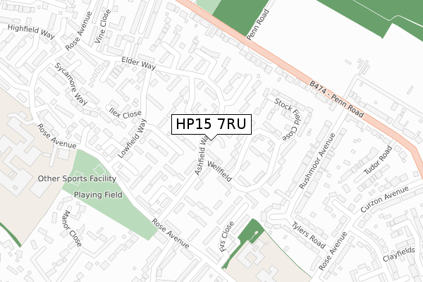 HP15 7RU map - large scale - OS Open Zoomstack (Ordnance Survey)