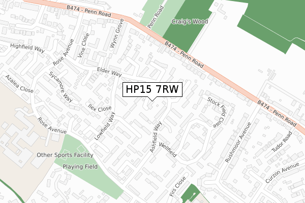 HP15 7RW map - large scale - OS Open Zoomstack (Ordnance Survey)