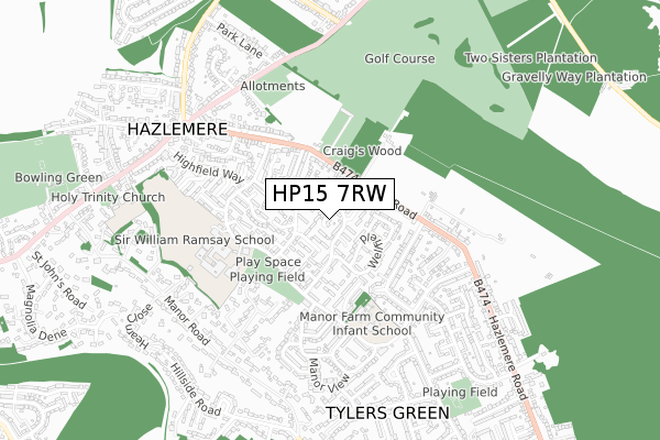 HP15 7RW map - small scale - OS Open Zoomstack (Ordnance Survey)