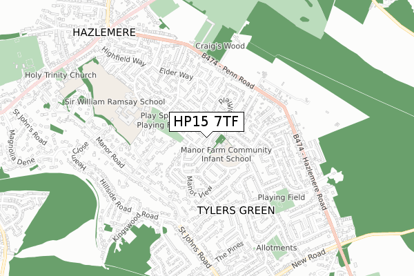 HP15 7TF map - small scale - OS Open Zoomstack (Ordnance Survey)