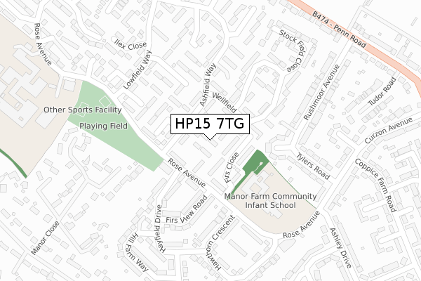 HP15 7TG map - large scale - OS Open Zoomstack (Ordnance Survey)