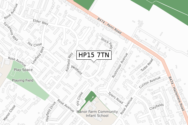 HP15 7TN map - large scale - OS Open Zoomstack (Ordnance Survey)