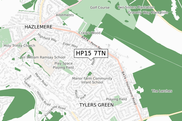 HP15 7TN map - small scale - OS Open Zoomstack (Ordnance Survey)