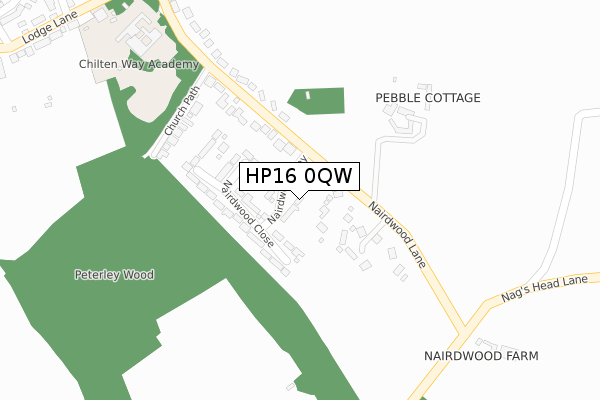 HP16 0QW map - large scale - OS Open Zoomstack (Ordnance Survey)