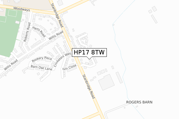 HP17 8TW map - large scale - OS Open Zoomstack (Ordnance Survey)