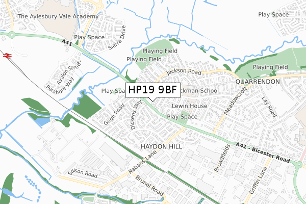 HP19 9BF map - small scale - OS Open Zoomstack (Ordnance Survey)