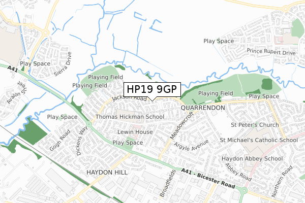 HP19 9GP map - small scale - OS Open Zoomstack (Ordnance Survey)