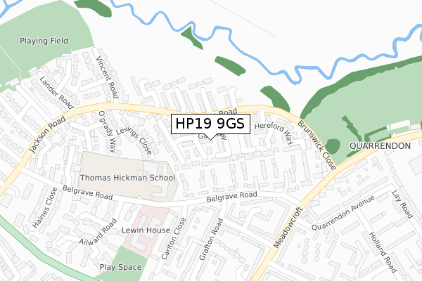 HP19 9GS map - large scale - OS Open Zoomstack (Ordnance Survey)