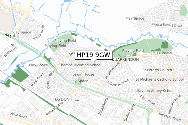 HP19 9GW map - small scale - OS Open Zoomstack (Ordnance Survey)