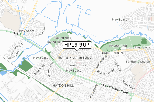 HP19 9UP map - small scale - OS Open Zoomstack (Ordnance Survey)