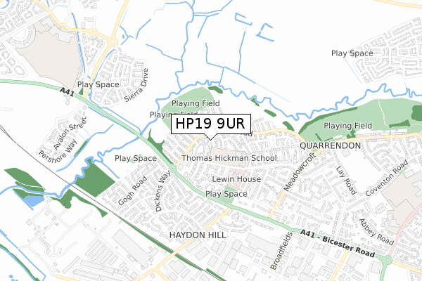 HP19 9UR map - small scale - OS Open Zoomstack (Ordnance Survey)