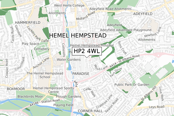 HP2 4WL map - small scale - OS Open Zoomstack (Ordnance Survey)