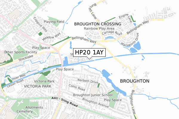 HP20 1AY map - small scale - OS Open Zoomstack (Ordnance Survey)