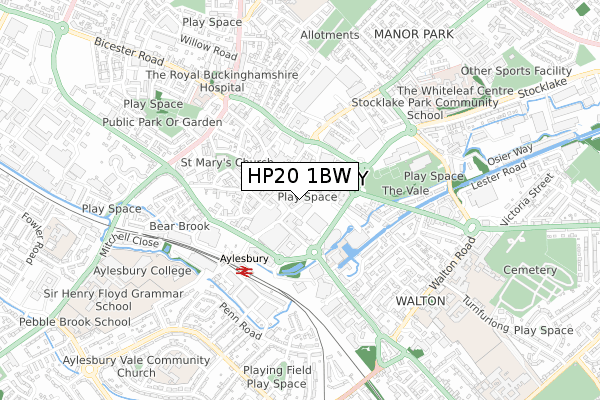 HP20 1BW map - small scale - OS Open Zoomstack (Ordnance Survey)