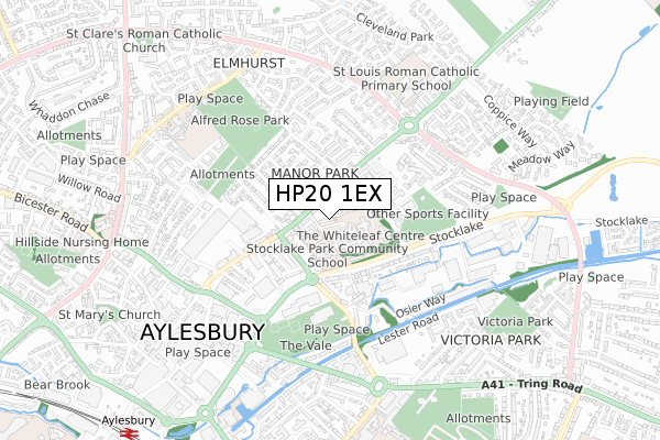 HP20 1EX map - small scale - OS Open Zoomstack (Ordnance Survey)