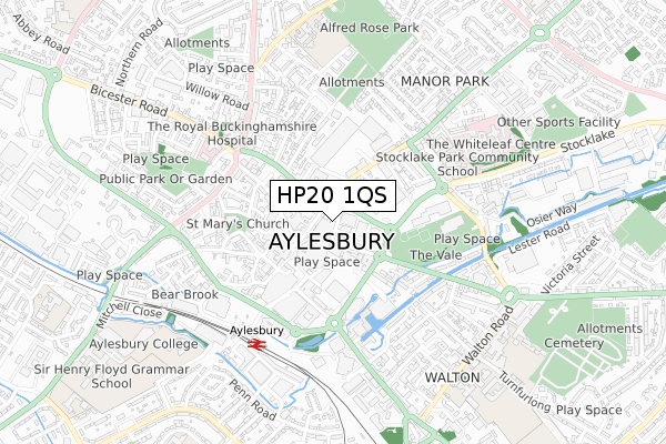 HP20 1QS map - small scale - OS Open Zoomstack (Ordnance Survey)