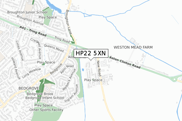 HP22 5XN map - small scale - OS Open Zoomstack (Ordnance Survey)