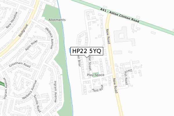 HP22 5YQ map - large scale - OS Open Zoomstack (Ordnance Survey)