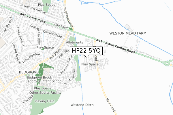 HP22 5YQ map - small scale - OS Open Zoomstack (Ordnance Survey)