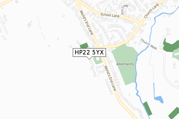 HP22 5YX map - large scale - OS Open Zoomstack (Ordnance Survey)