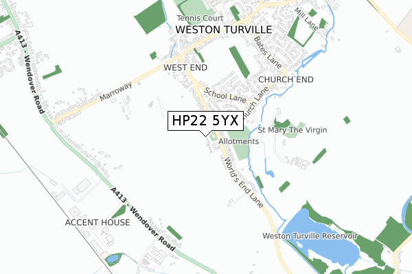 HP22 5YX map - small scale - OS Open Zoomstack (Ordnance Survey)