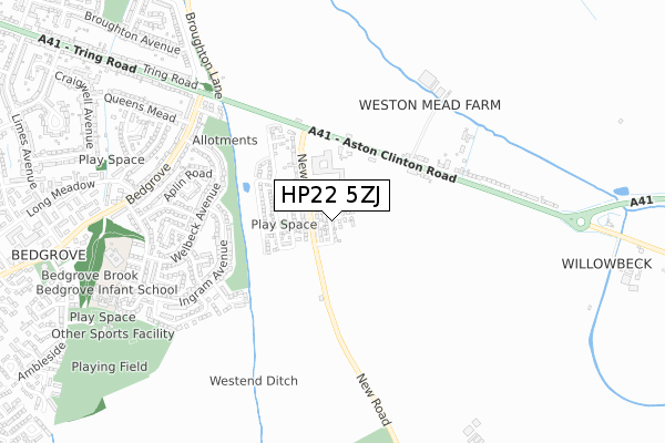 HP22 5ZJ map - small scale - OS Open Zoomstack (Ordnance Survey)