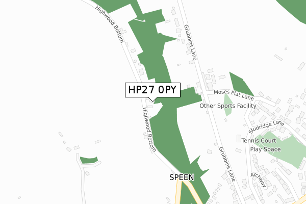 HP27 0PY map - large scale - OS Open Zoomstack (Ordnance Survey)